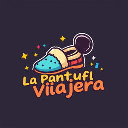 A fun and vibrant logo design for 'La Pantufla Viajera,' a travel agency specializing in Disney and Universal parks and cruises