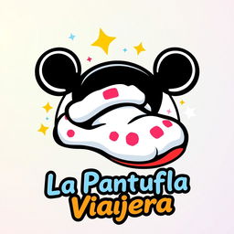 A fun and vibrant logo design for 'La Pantufla Viajera,' a travel agency specializing in Disney and Universal parks and cruises