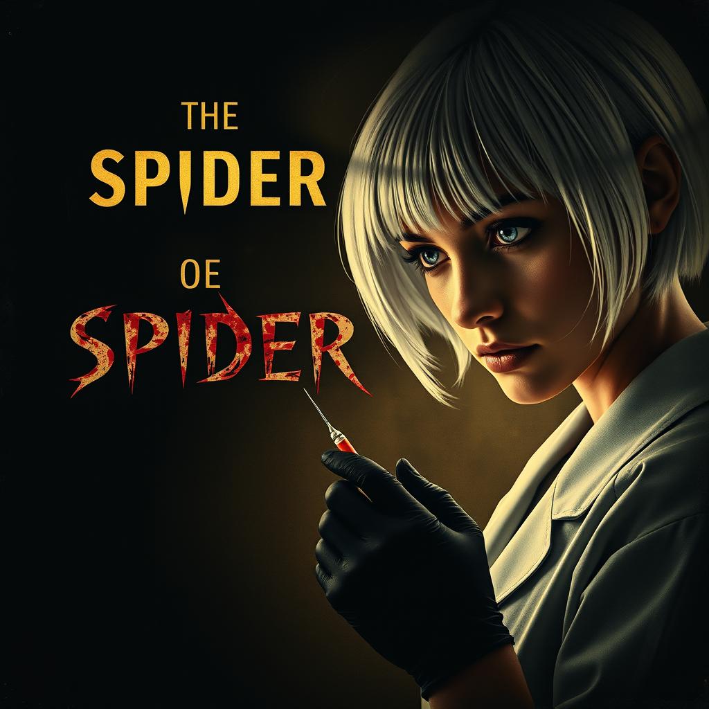 A dark and dim movie poster titled 'The Spider', rendered in a 90s style