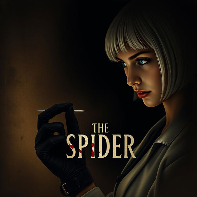 A dark and dim movie poster titled 'The Spider', rendered in a 90s style