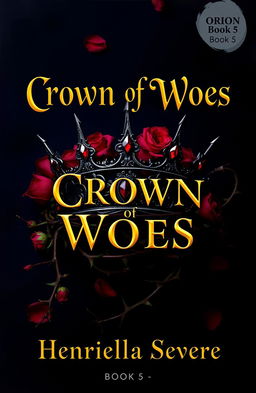 A dark, ornate crown centered on the cover, featuring sharp, thorn-like protrusions and blood-red gemstones, exuding a regal yet menacing aura