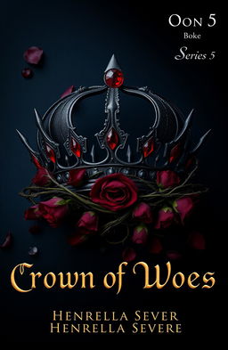 A dark, ornate crown centered on the cover, featuring sharp, thorn-like protrusions and blood-red gemstones, exuding a regal yet menacing aura