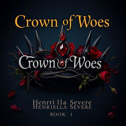 A dark, ornate crown centered on the cover, featuring sharp, thorn-like protrusions and blood-red gemstones, exuding a regal yet menacing aura