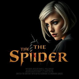 A dark and dim movie poster titled 'The Spider', presented in a 90s style