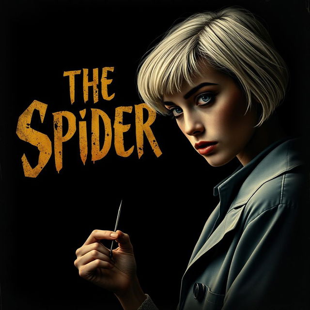 A dark and dim movie poster titled 'The Spider', designed in a 90s style