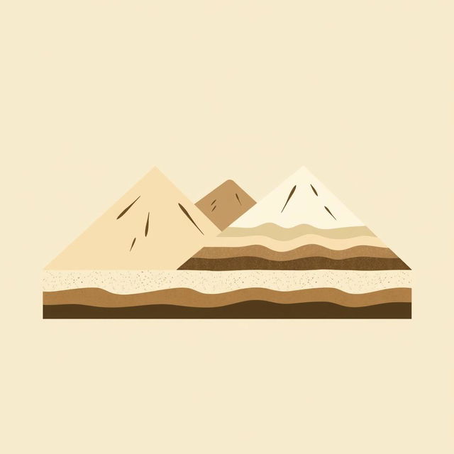 A minimalist artwork representing geological formations with simple shapes and limited color palette