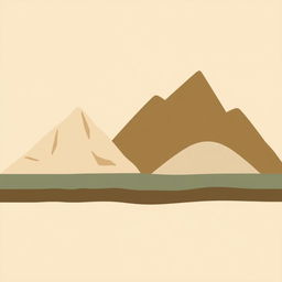 A minimalist artwork representing geological formations with simple shapes and limited color palette