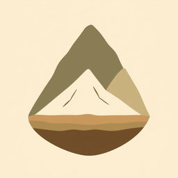 A minimalist artwork representing geological formations with simple shapes and limited color palette