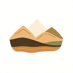 A minimalist artwork representing geological formations with simple shapes and limited color palette