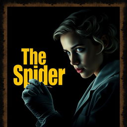 A dark and dim movie poster titled 'The Spider', designed in a 90s style