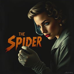 A dark and dim movie poster titled 'The Spider', designed in a 90s style