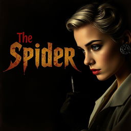 A dark and dim movie poster titled 'The Spider', crafted in a 90s style