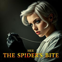 A very dark and dim movie poster titled 'The Spider's Bite', styled in a 90s aesthetic