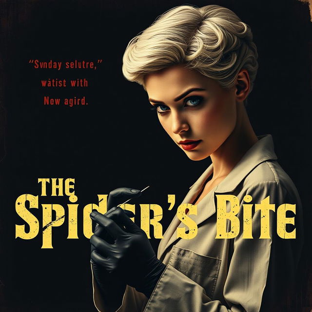 A very dark and dim movie poster titled 'The Spider's Bite'