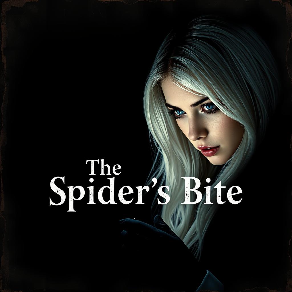 A very dark and dim movie poster titled 'The Spider's Bite'