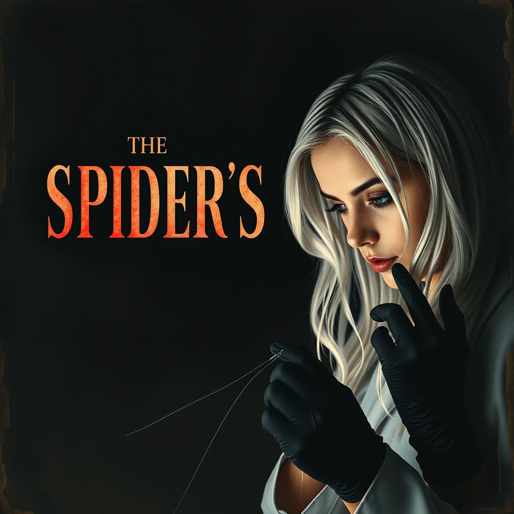 A very dark and dim movie poster titled 'The Spider's Bite'