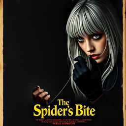 A very dark and dim movie poster titled 'The Spider's Bite'