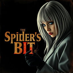 A very dark and dim movie poster titled 'The Spider's Bite'