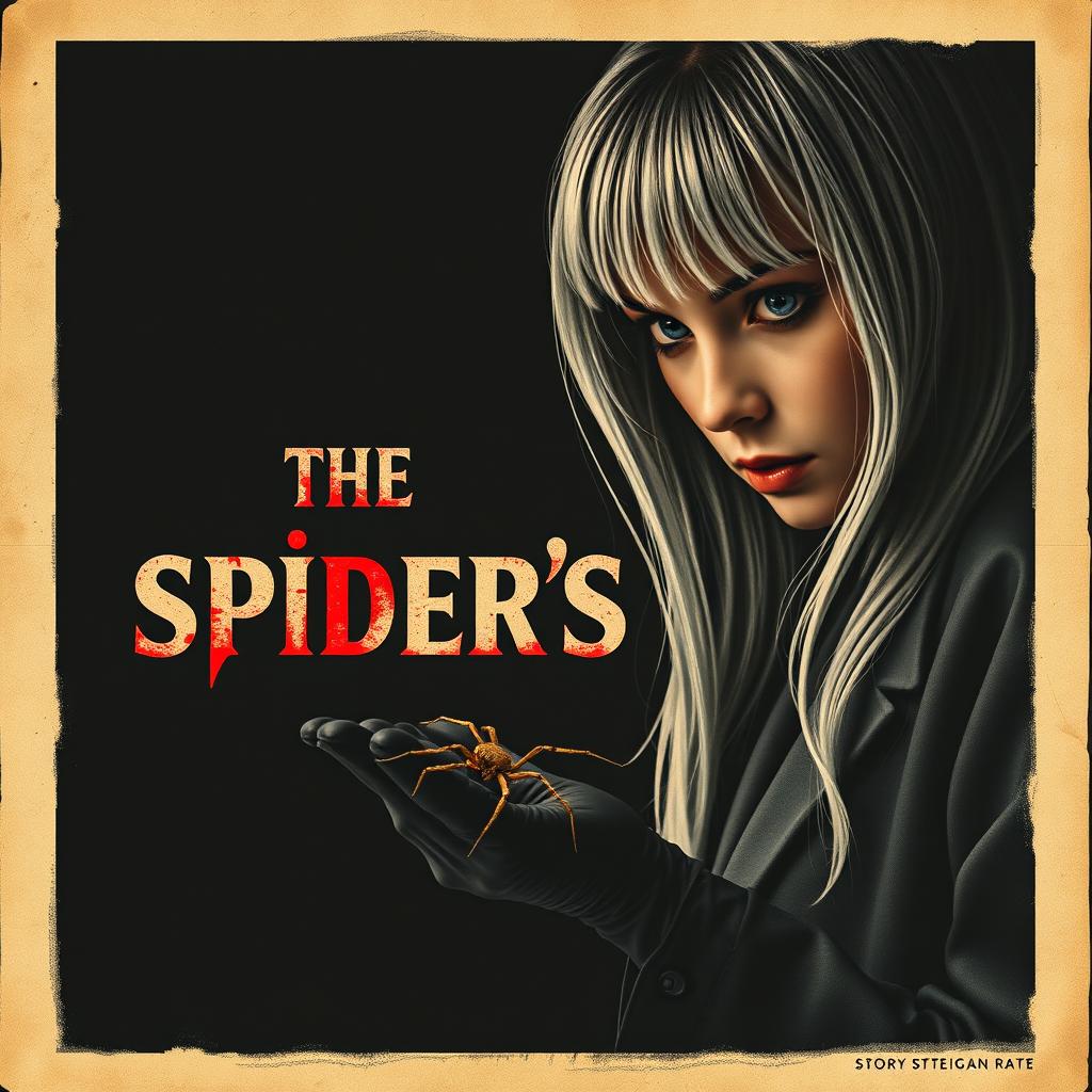 A very dark and dim movie poster titled 'The Spider's Bite'