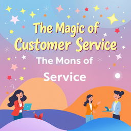 A vibrant and engaging background image for a flyer promoting a course titled "The Magic of Customer Service"