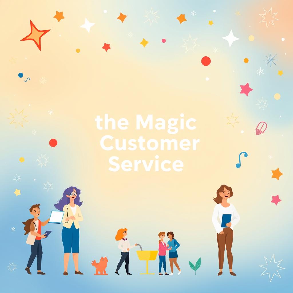 A vibrant and engaging background image for a flyer promoting a course titled "The Magic of Customer Service"