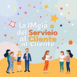 A vibrant and engaging background image for a flyer promoting a course called "La Magia del Servicio al Cliente" with no text