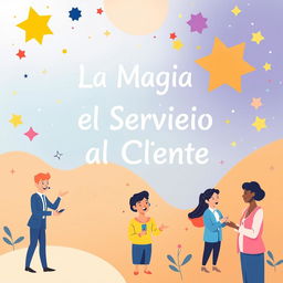 A vibrant and engaging background image for a flyer promoting a course called "La Magia del Servicio al Cliente" with no text