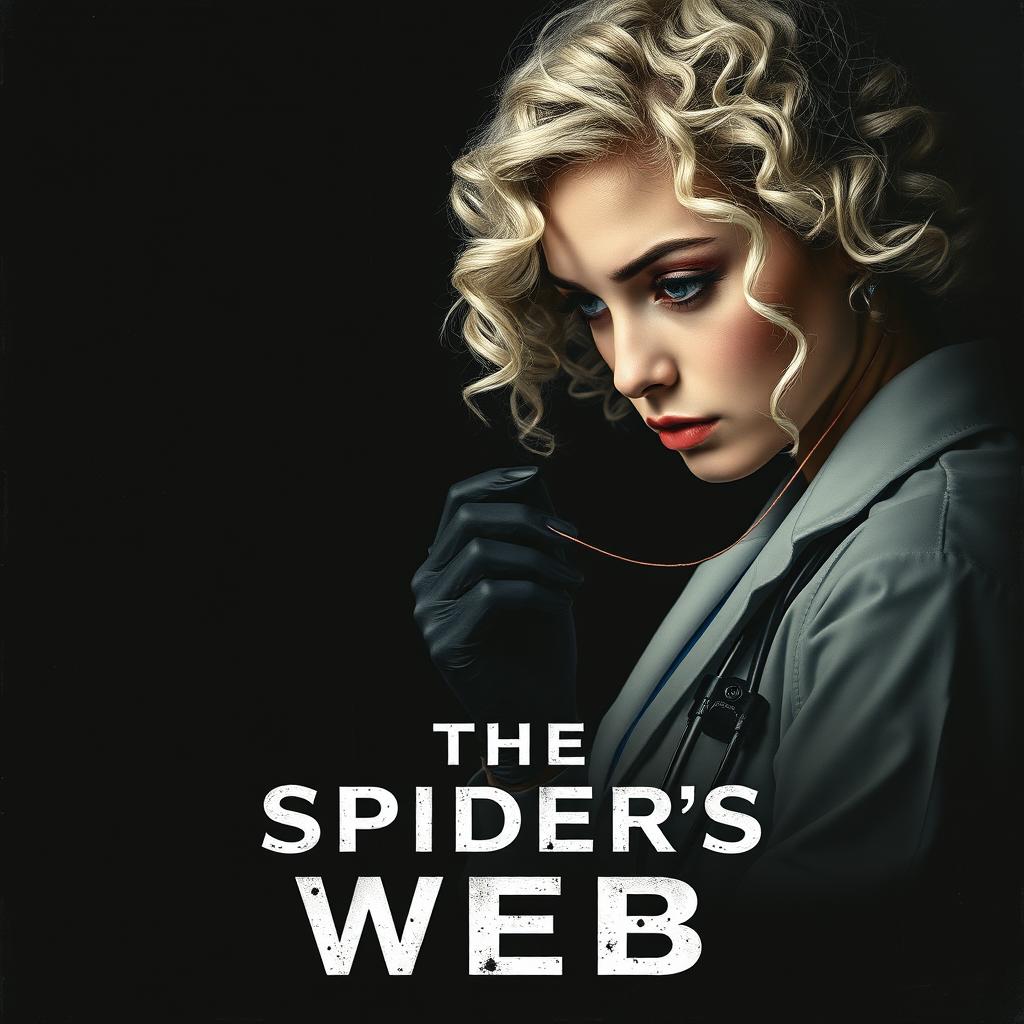 A very dark and dim movie poster titled 'The Spider's Web'