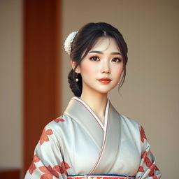 A stunning, flawless Japanese woman aged between 35-50, embodying beauty and elegance