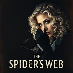 A movie poster titled 'The Spider's Web', featuring a beautiful young female doctor with curly white hair cascading down her shoulders