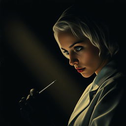 A movie poster titled 'The Spider's', featuring a beautiful young female doctor with pin curl 40s/50s short white hair