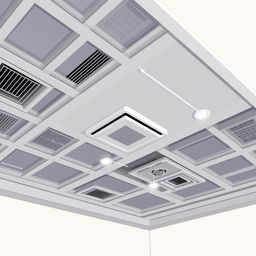 A detailed 2D illustration of an indoor ceiling design that showcases a modern and functional aesthetic