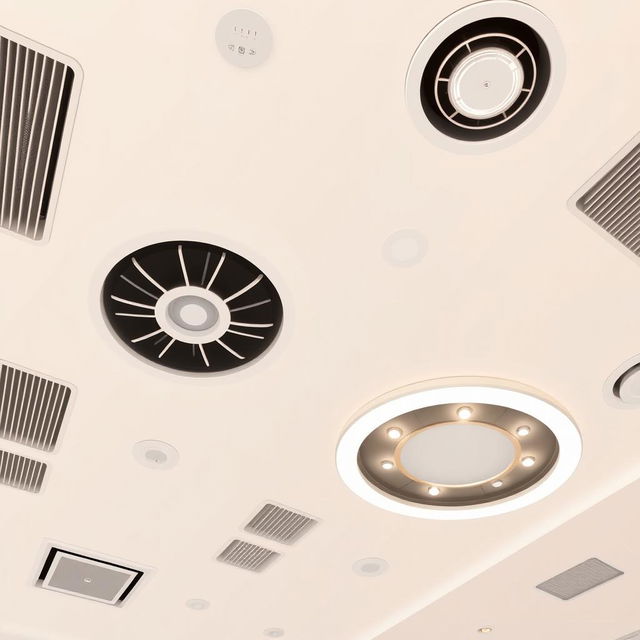 A clean and modern 2D illustration of an indoor ceiling design