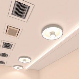 A clean and modern 2D illustration of an indoor ceiling design