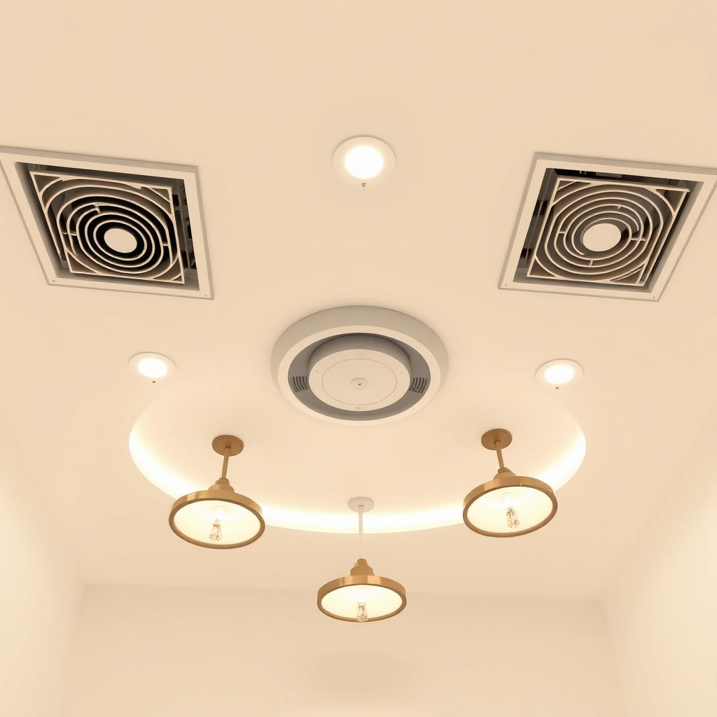 A clean and elegant 2D illustration of an indoor ceiling design