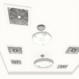 A detailed 2D illustration of an indoor ceiling design, featuring evenly distributed ventilation openings for air conditioning harmoniously integrated into the structure