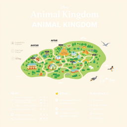 An informative and visually appealing infographic showcasing the Animal Kingdom theme park