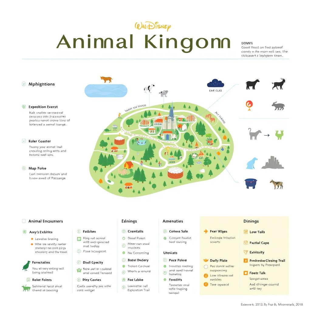 An informative and visually appealing infographic showcasing the Animal Kingdom theme park