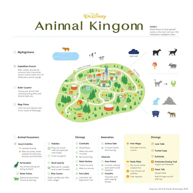 An informative and visually appealing infographic showcasing the Animal Kingdom theme park