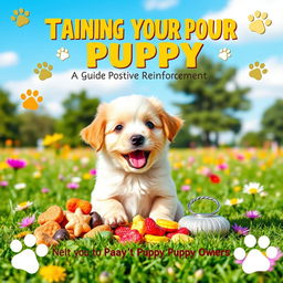 A captivating cover design for a puppy training guide titled 'Training Your Puppy: A Guide to Positive Reinforcement'