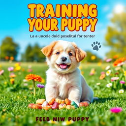 A captivating cover design for a puppy training guide titled 'Training Your Puppy: A Guide to Positive Reinforcement'