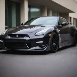 A glossy, meticulously detailed Nissan GTR R35. Its striking design elements, including its aggressive front fascia and aerodynamic profile, should be distinctly visible.