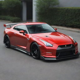 A glossy, meticulously detailed Nissan GTR R35. Its striking design elements, including its aggressive front fascia and aerodynamic profile, should be distinctly visible.