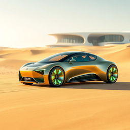 A futuristic ecological car designed with bionic elements, featuring a sleek low-rider design