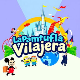 A colorful and vibrant banner for a travel agency named 'La Pantufla Viajera', which specializes in trips to Disney and Universal theme parks