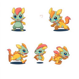 A game sprite sheet featuring a small fantasy creature