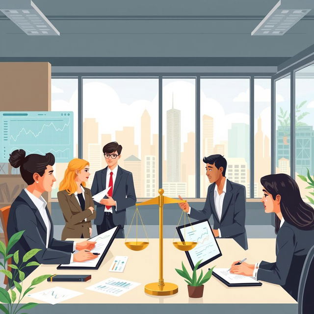 A business-themed illustration focusing on finance with principles