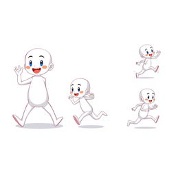 A game sprite sheet featuring a small white humanoid character