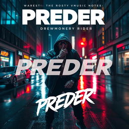 A visually striking music video thumbnail for Drewmoneyrd's song 'PREDER'