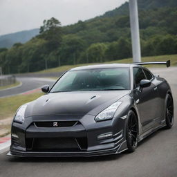 The same Nissan GTR R35, but now adorned with a sleek, aggressive body kit that accentuates its racing pedigree and enhances its aerodynamic performance.